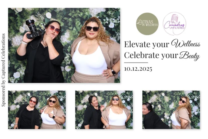 Custom branded photo booth prints at Los Angeles Latina wellness event