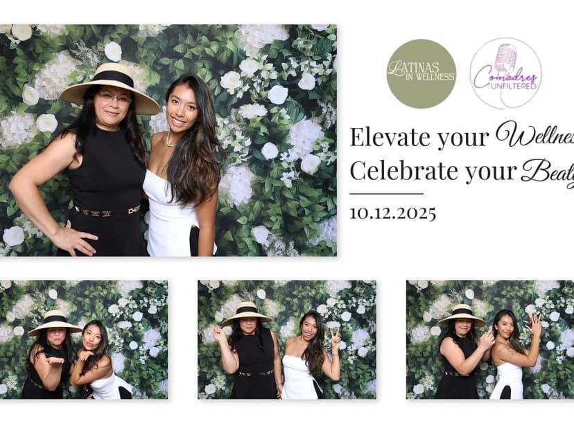 Comadres Unfiltered guests celebrating at Los Angeles wellness photo booth activation