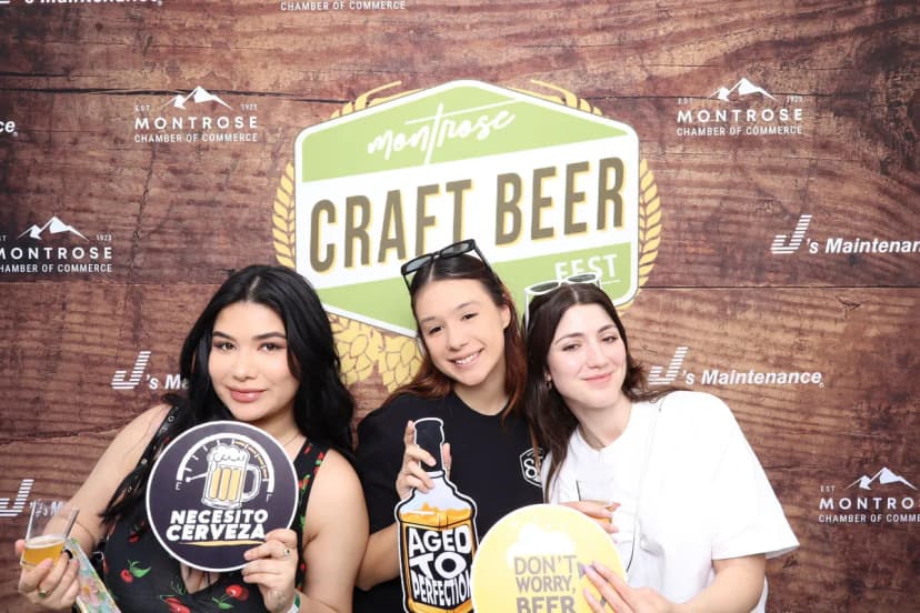Montrose Beer Fest attendees at branded photo booth near Los Angeles
