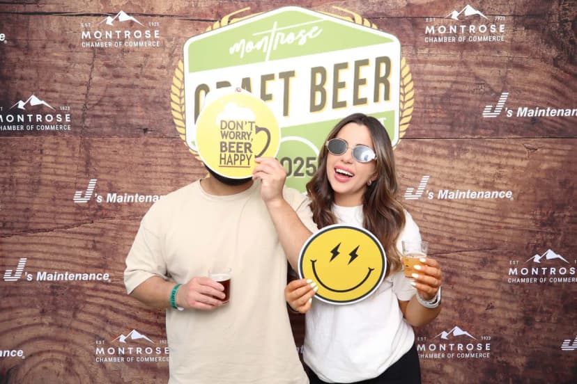 Step-and-repeat backdrop with sponsor logos at Montrose Beer Fest Los Angeles area