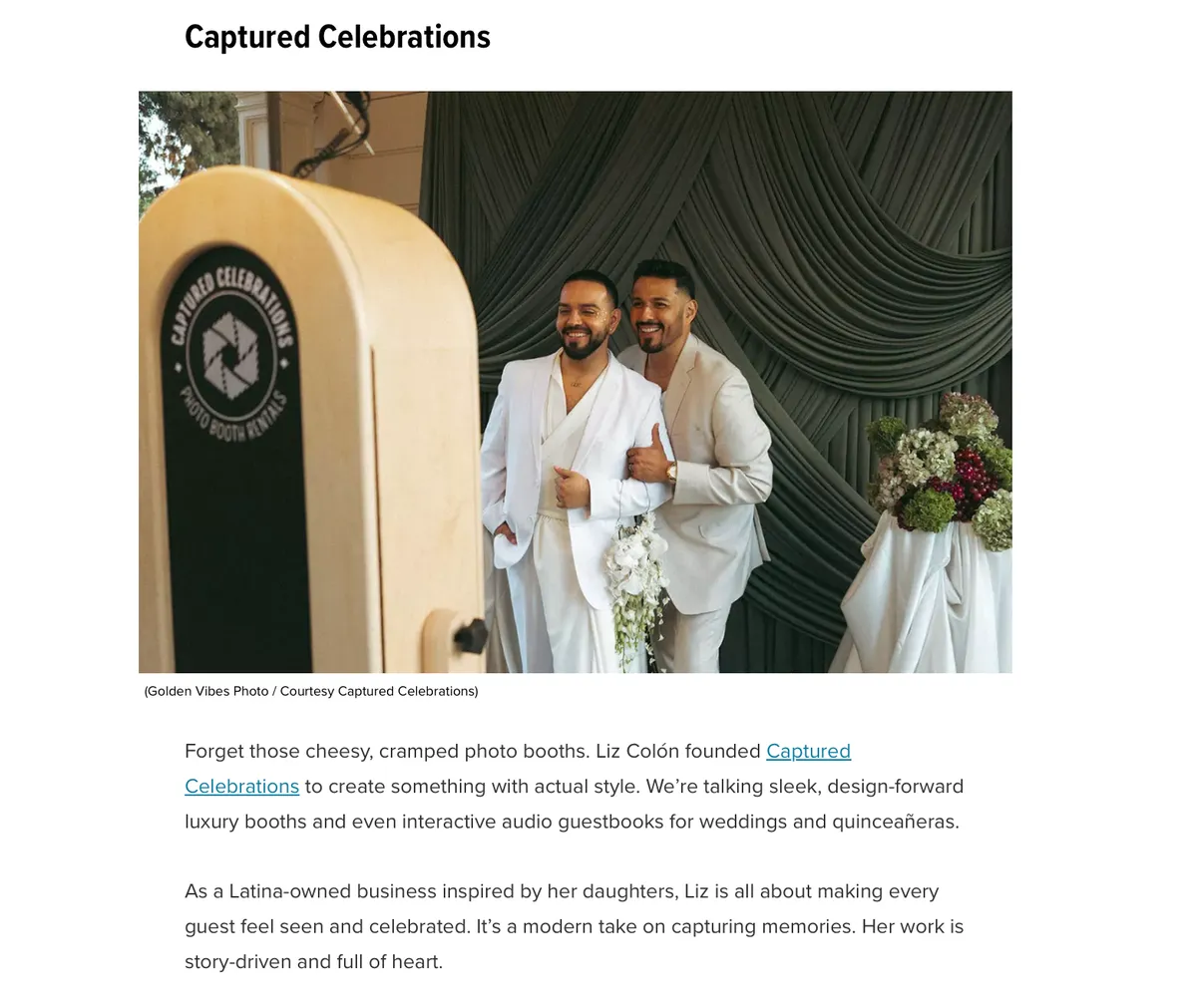 Featured in LA Times: Our Wedding Industry Journey — Captured Celebrations photo booth blog, Los Angeles