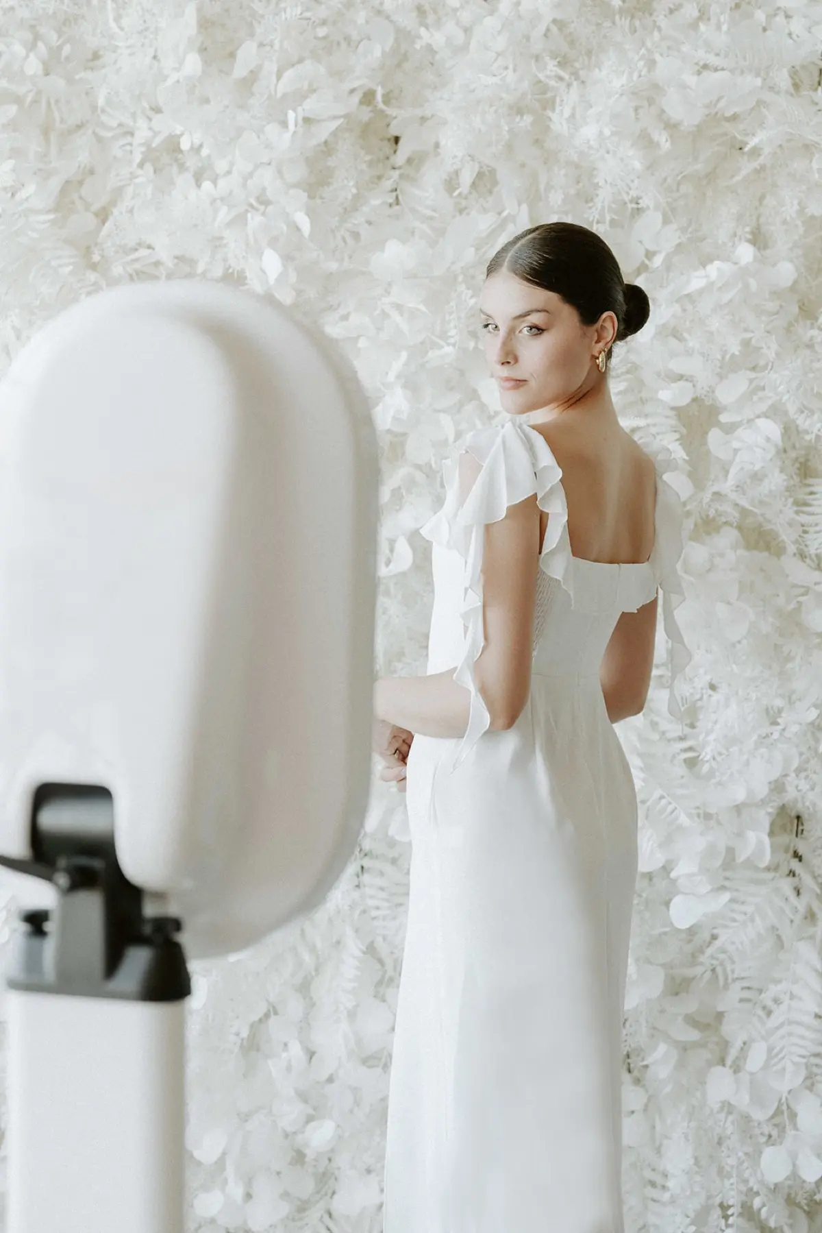 Flower wall pampas grass photo booth rental