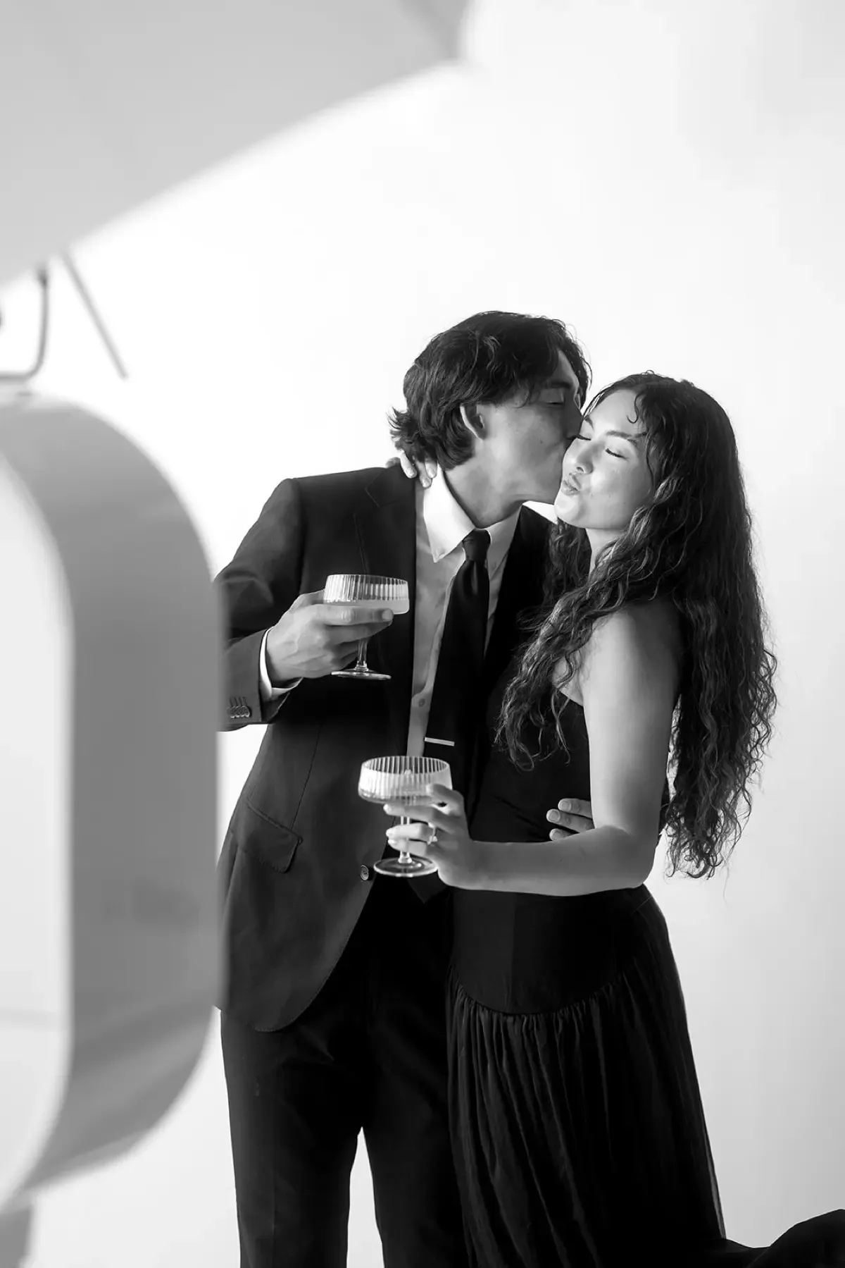 Black and white glamour portrait from a Los Angeles photo booth