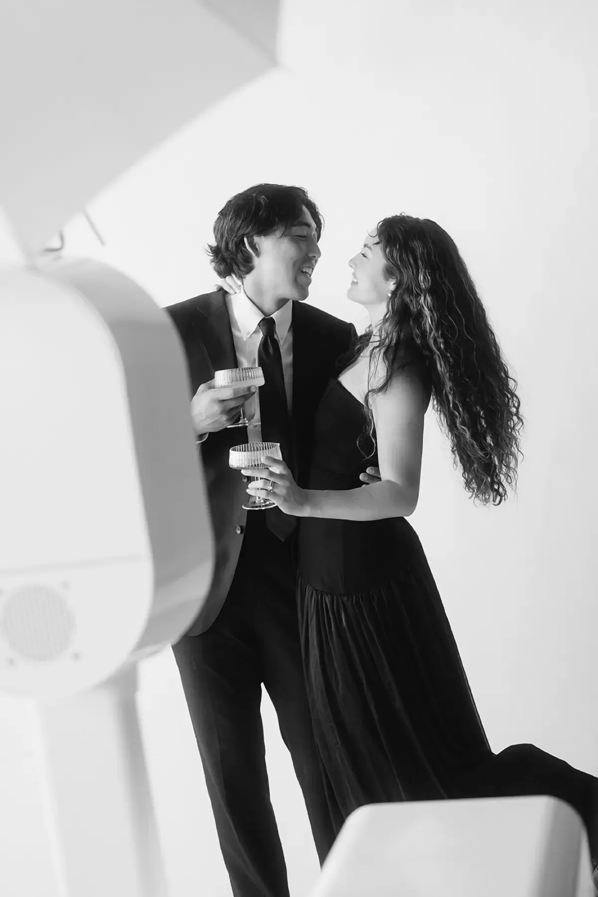 Black and white glamour portrait captured at a Los Angeles event