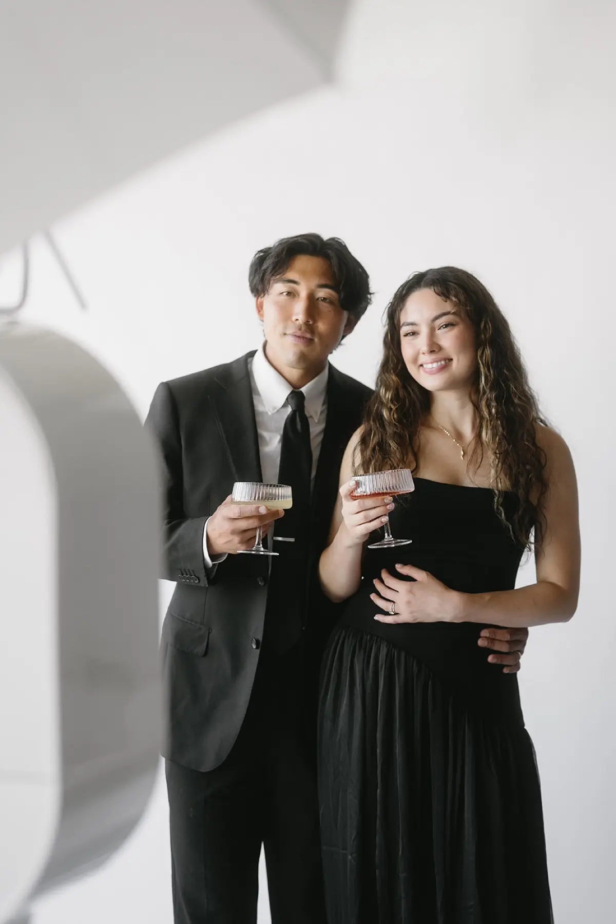 Glam photo booth portrait in black and white of a guest at a Los Angeles corporate event