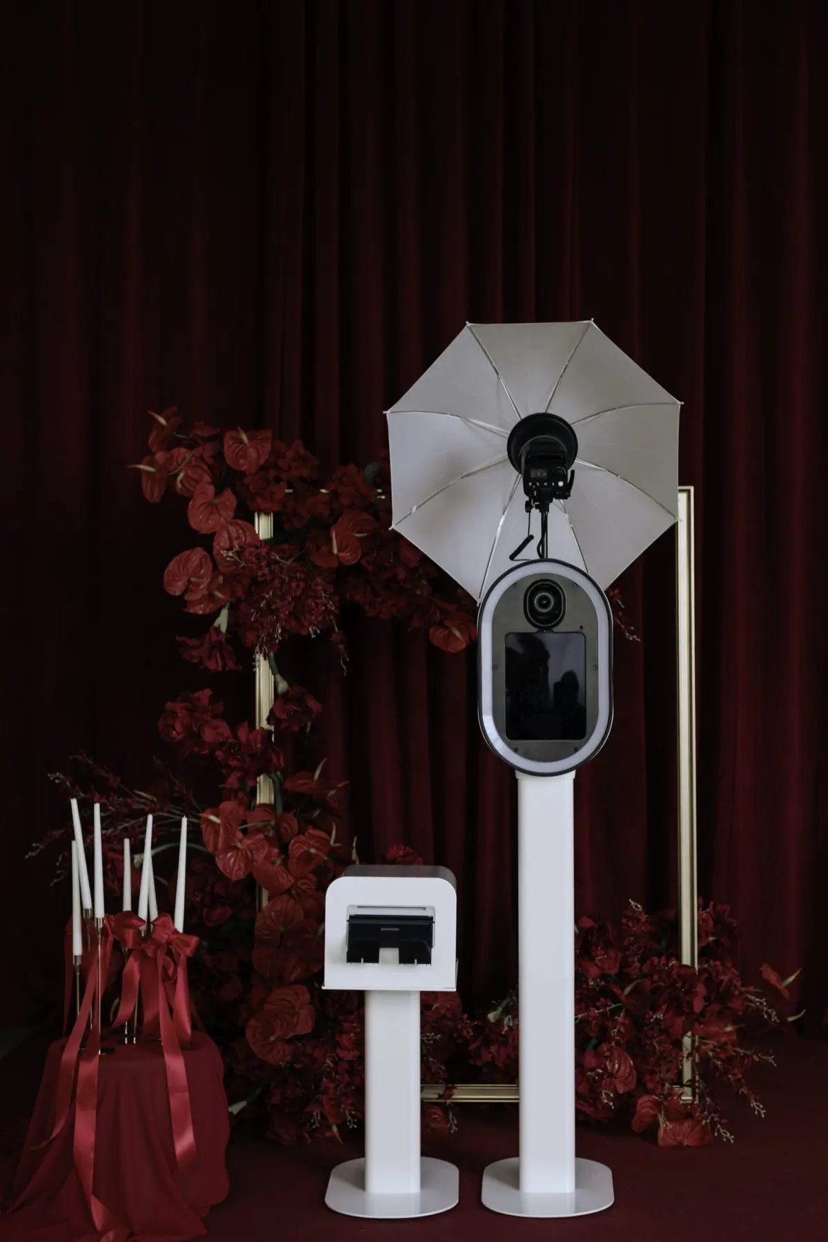 Red carpet photo booth experience at a bridal expo in Los Angeles