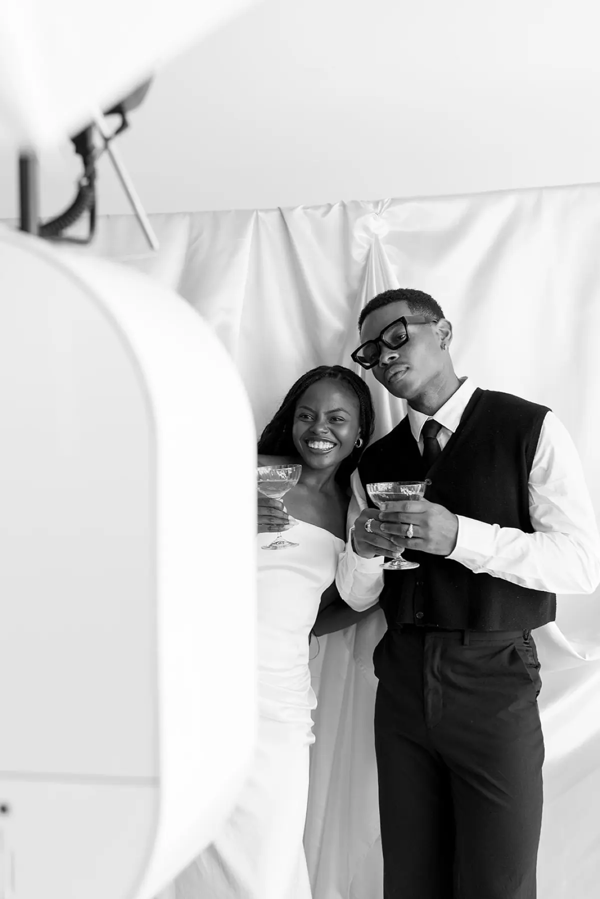 Gold metallic photo booth capturing candid moments at a Burbank event