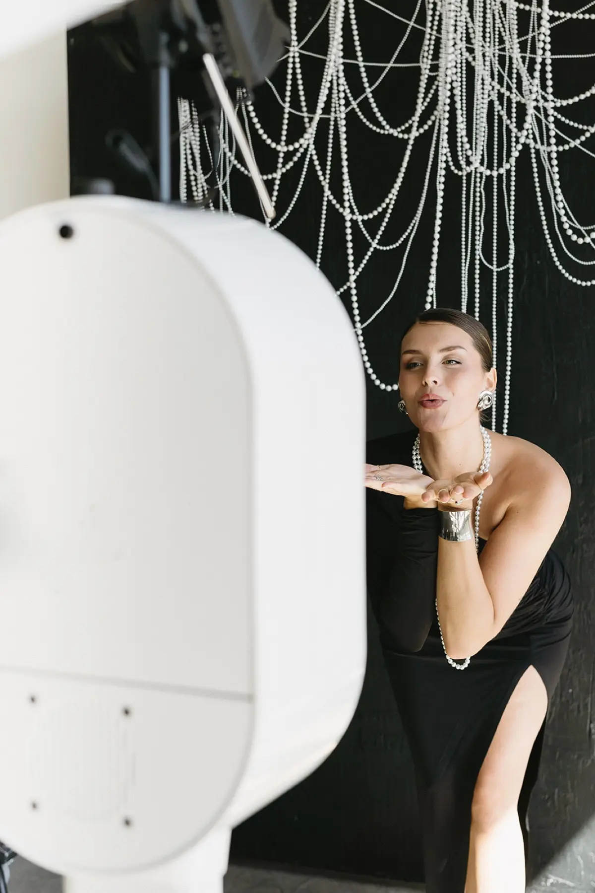 Pearl elegant photo booth at a formal wedding event