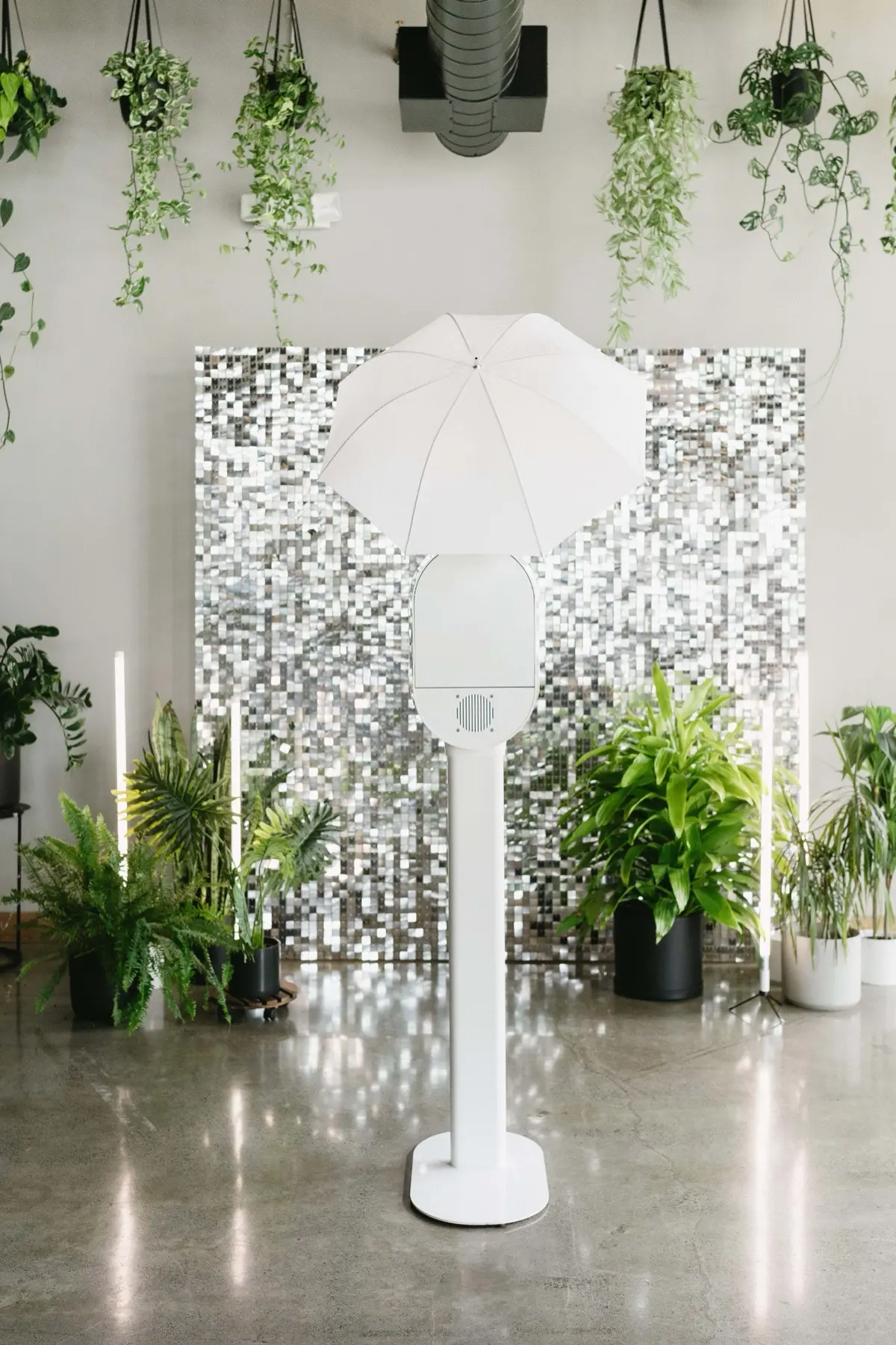 Shimmer plants studio photo booth with flower wall at a Los Angeles baby shower