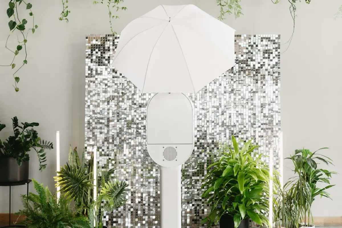 Shimmer plants studio photo booth with baby shower styling in Los Angeles