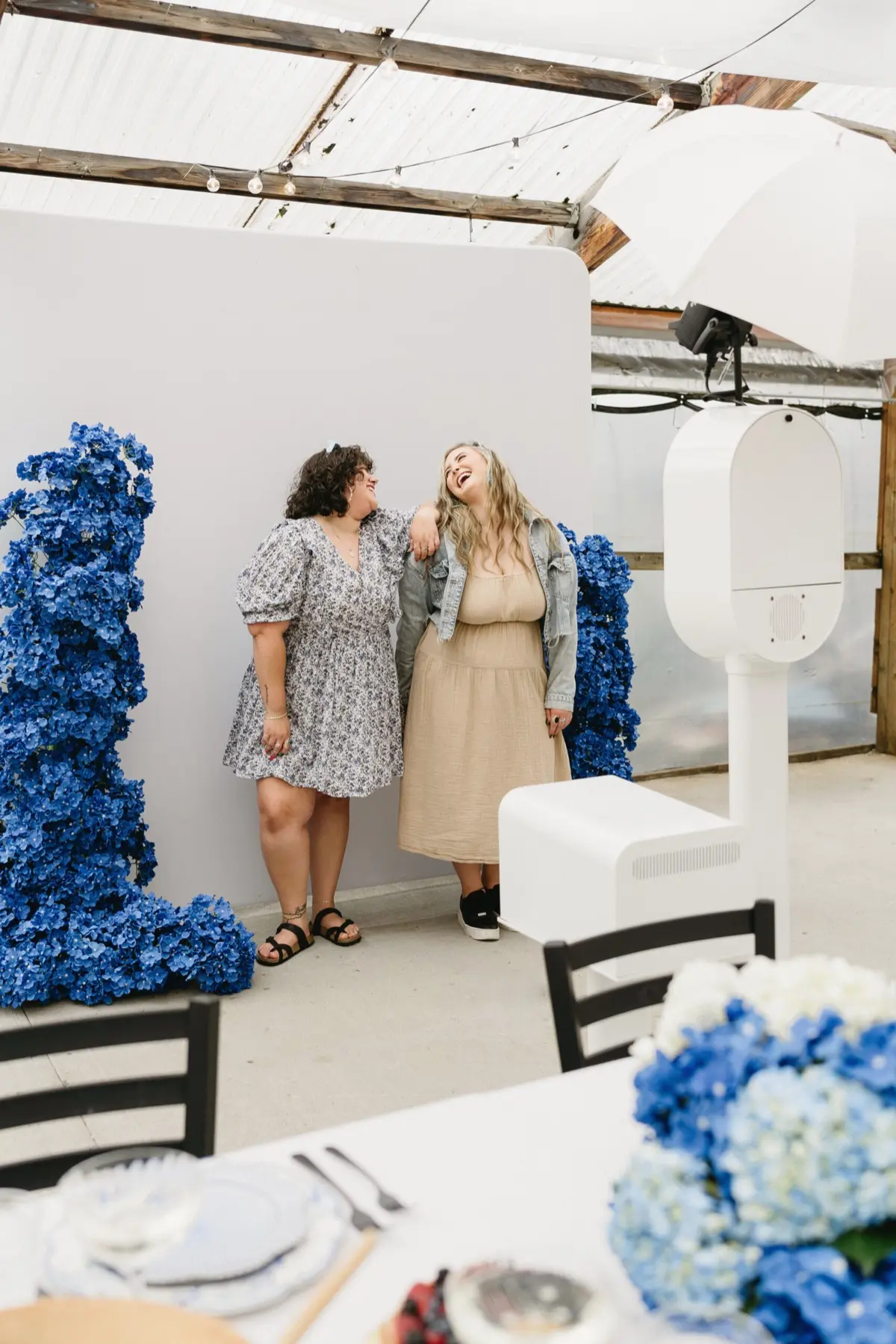 Something blue photo booth with elegant wedding-inspired details in Los Angeles